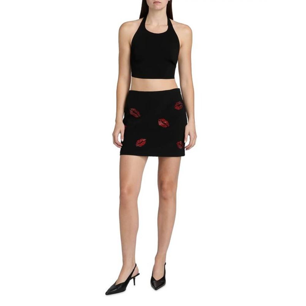 Cinq a Sept Kissing Booth Doris Crystal Jean Skirt in Black 4 - Picture 4 of 5